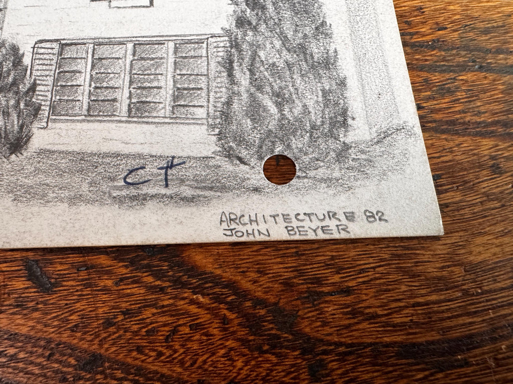 Vintage 1950s Architectural Drawings Set of 4 – Mid Century Architecture Student Art