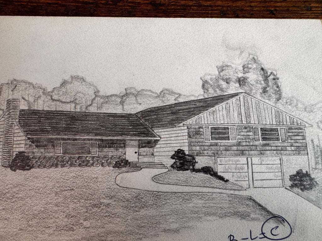 Vintage 1950s Architectural Drawings Set of 4 – Mid Century Architecture Student Art