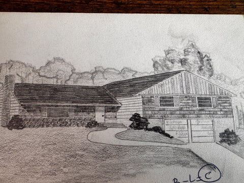 Vintage 1950s Architectural Drawings Set of 4 – Mid Century Architecture Student Art