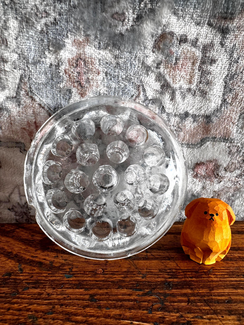 Vintage Clear Glass Flower Frog - Made in England