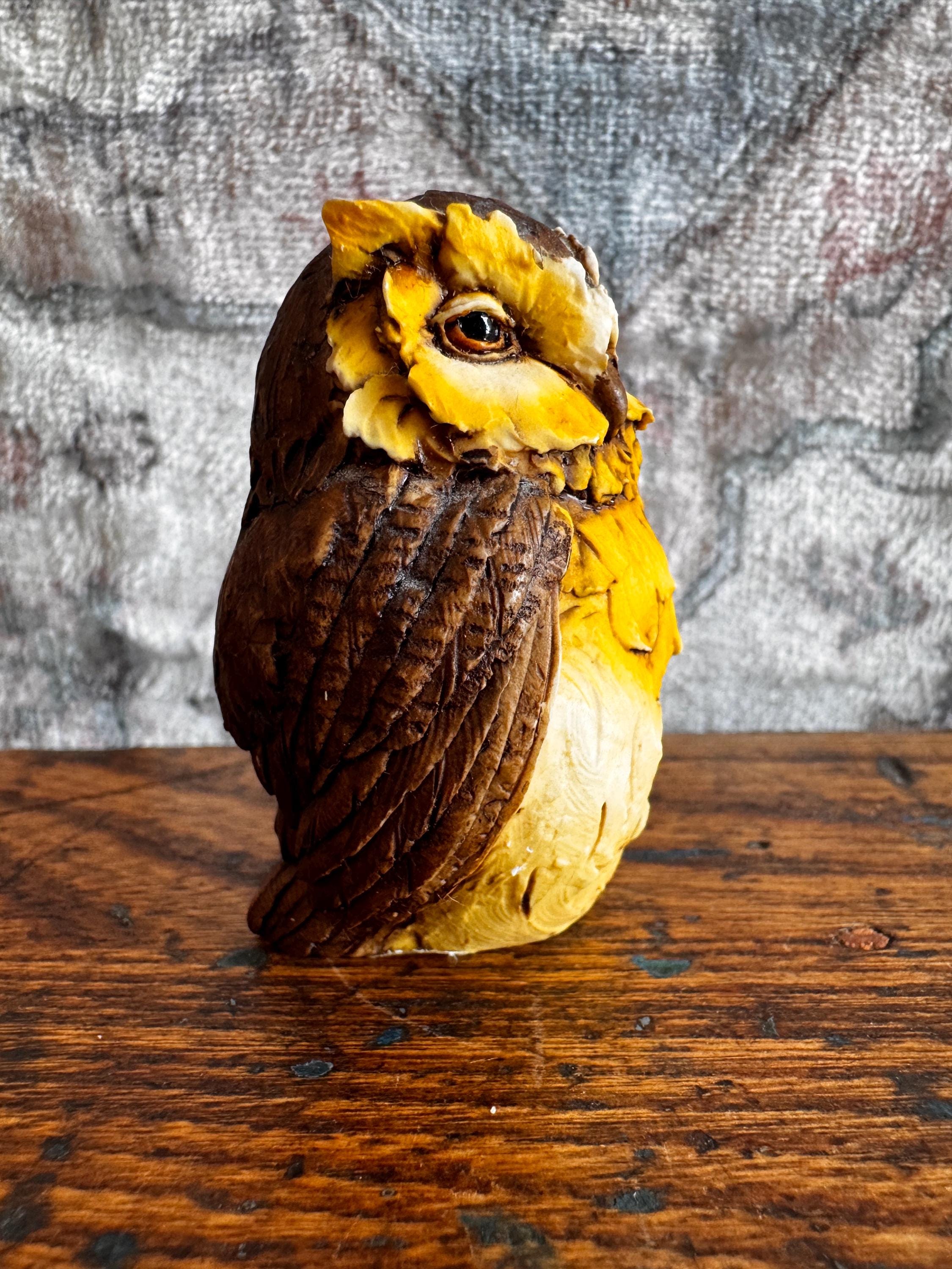 Hand-Painted Ceramic Owl Figurine by D. Capozzio | Artefice Ottanta 1984