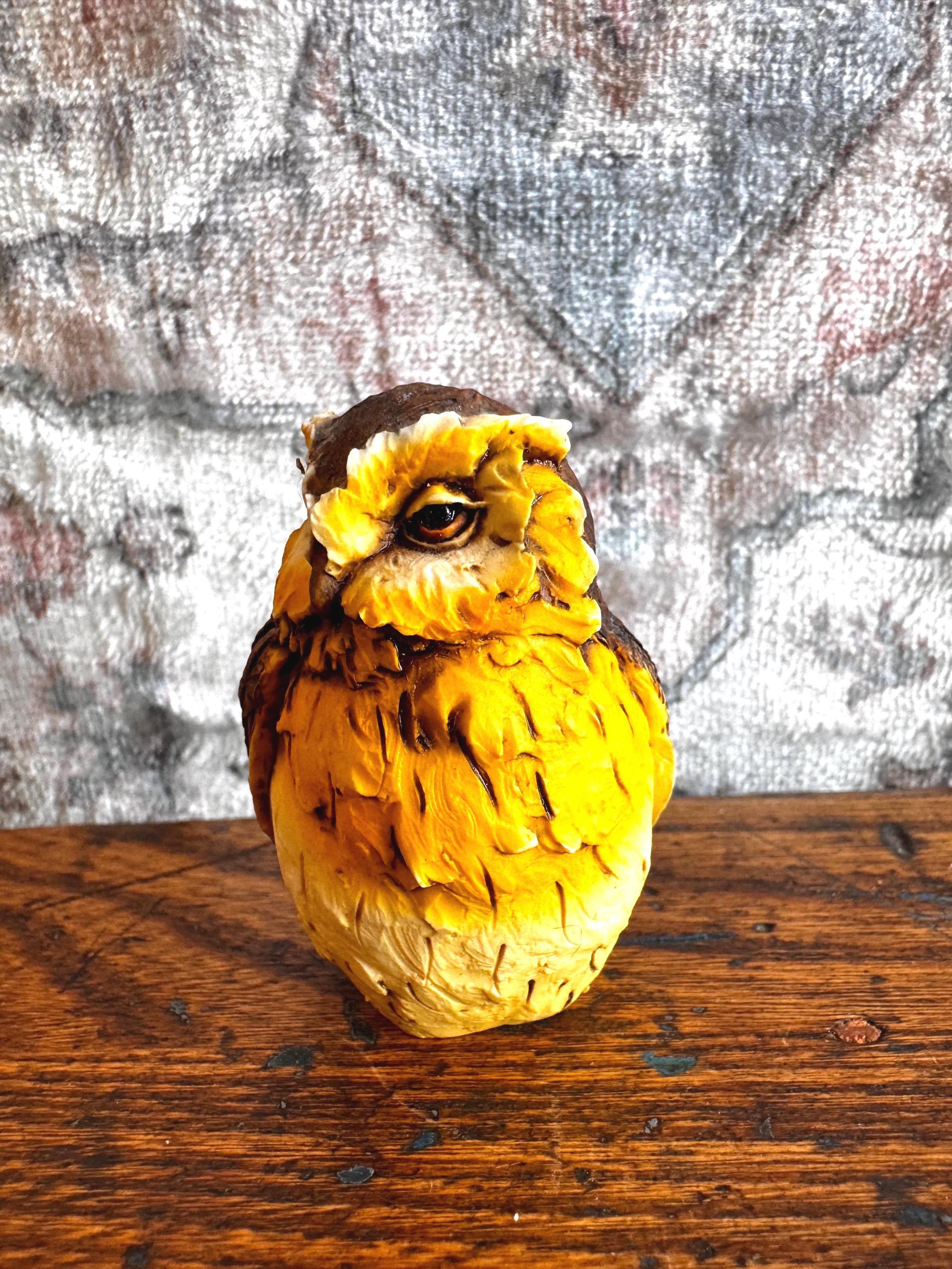 Hand-Painted Ceramic Owl Figurine by D. Capozzio | Artefice Ottanta 1984