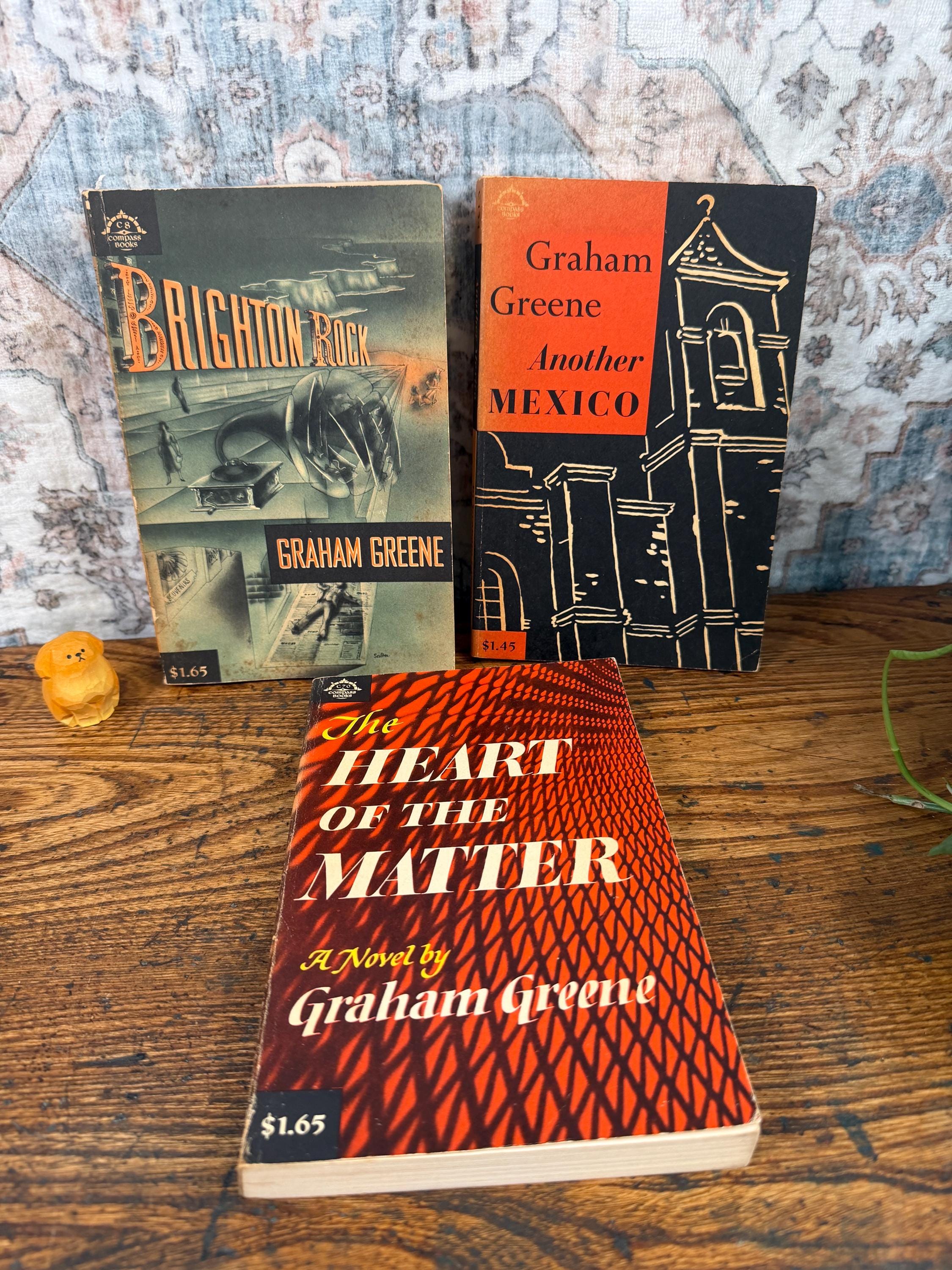 Graham Greene 3 Book Lot: The Heart of the Matter, Another Mexico, Brighton Rock | 1960s Paperback