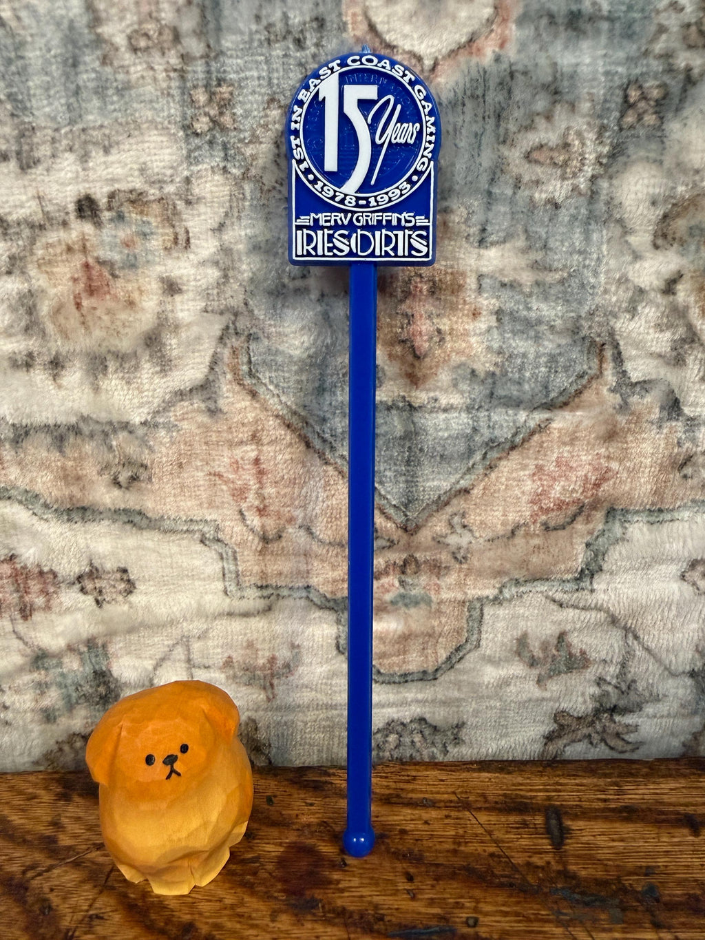 Merv Griffin's Iries Dirts 15th Anniversary Blue Stir Stick 1993