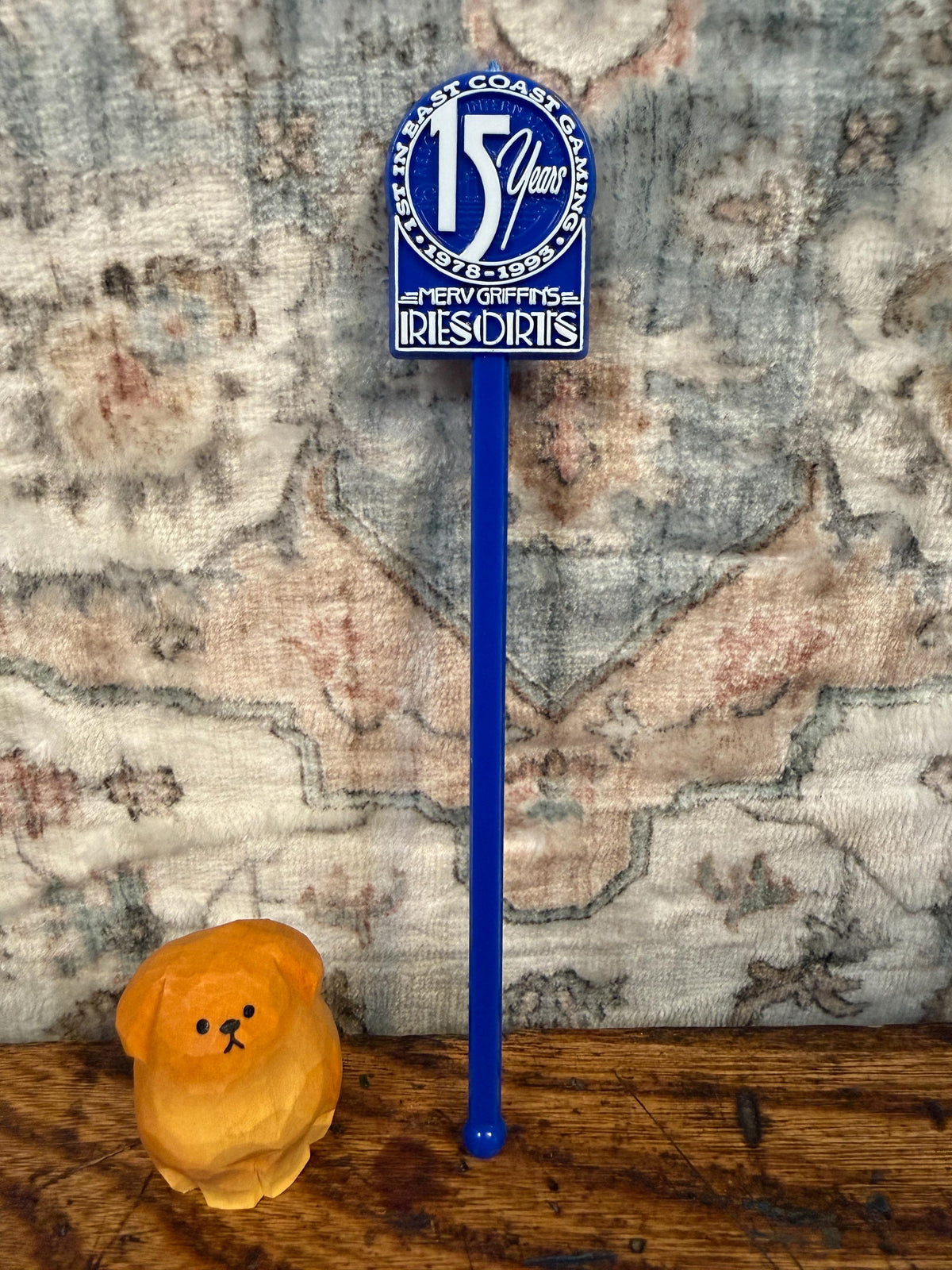 Merv Griffin's Iries Dirts 15th Anniversary Blue Stir Stick 1993