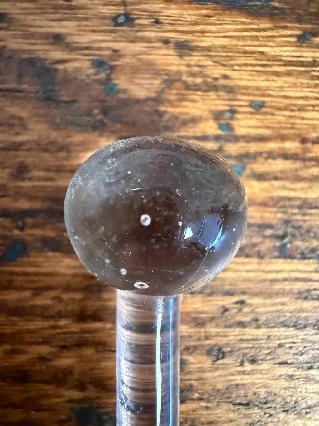 Vintage Glass Stirring Rod with Textured Spoon End