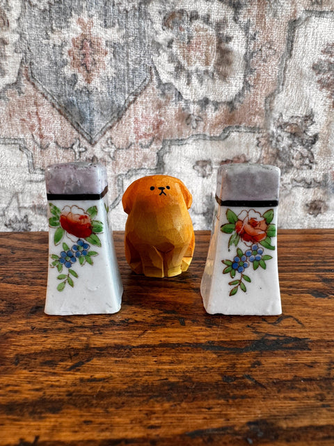 Vintage Ceramic Salt and Pepper Shakers with Floral Design