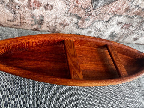 Hand Carved Wooden Model Canoe