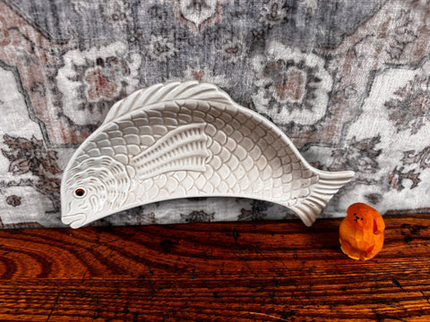 1975 Pitz and Floyd Hand-Painted Fish-Shaped Ceramic Dish