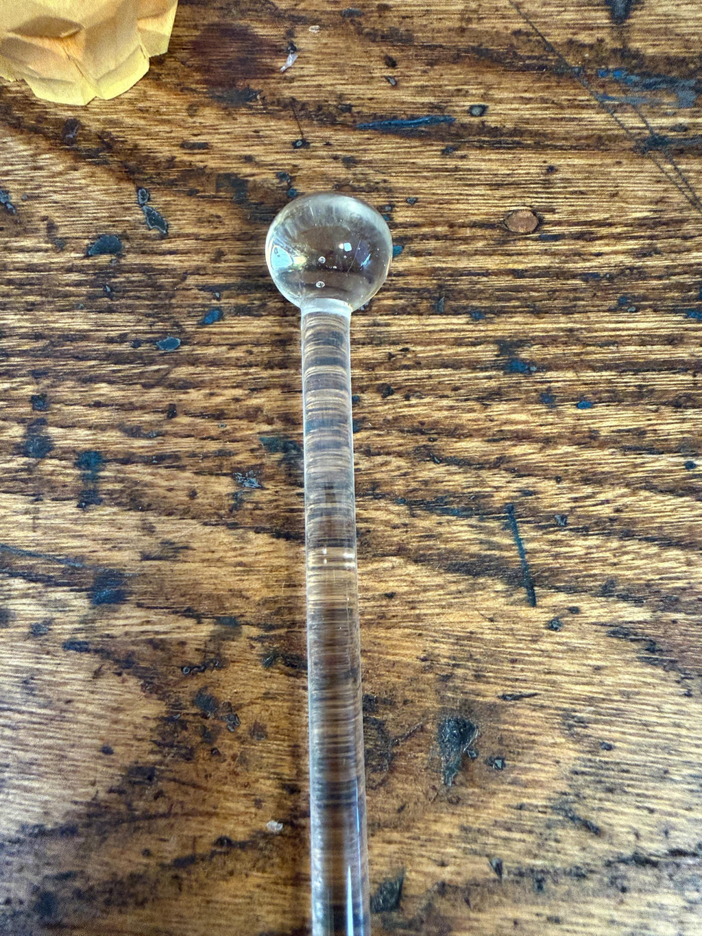 Vintage Glass Stirring Rod with Textured Spoon End