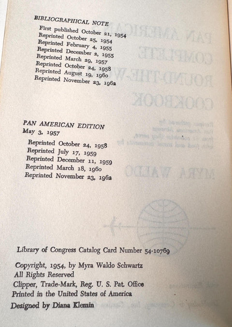 Pan Americans Complete Round-The-World Cookbook by Myra Waldo | 1962 Hardback