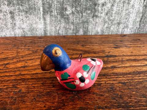 Lot of 4 Hand Painted Mexican Clay Bird and Animal Figurines