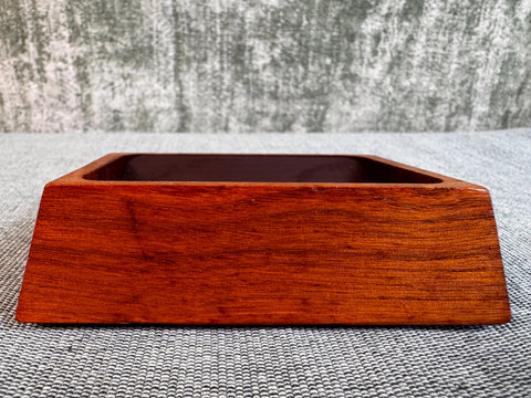Walnut Wooden Paperclip Dish with Carved Ship Design