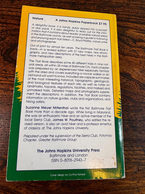 The Baltimore Trail Book by Suzanne Meyer Mittenthal | 1983 Paperback Hiking Guide