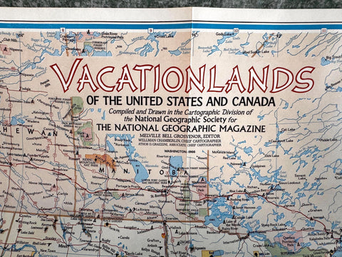 National Geographic Map of Vacationlands of the United States and Southern Canada | 1966 Folded Map