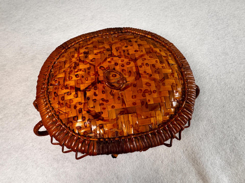 Vintage Woven Crab Basket with Lid