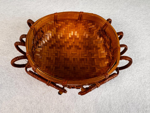 Vintage Woven Crab Basket with Lid