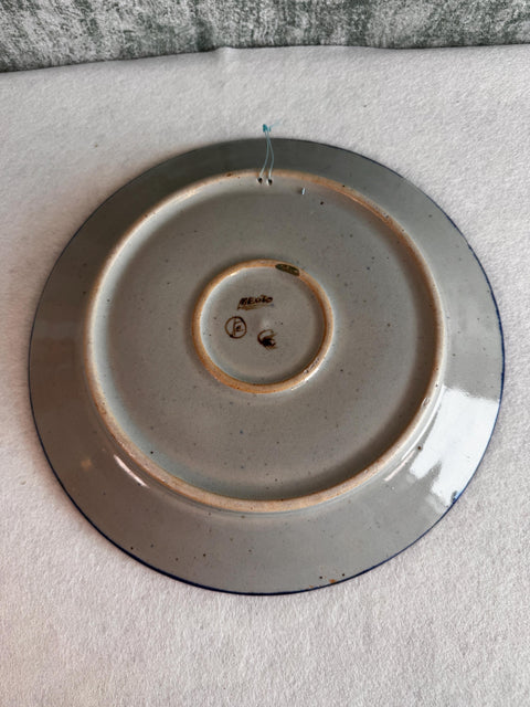Vintage Ken Edwards Mexico Pottery Plate, Hand Painted Bird Floral Stoneware Wall Plate