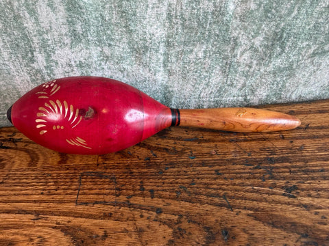 Hand Painted Wooden Maraca Rattle with Floral Design