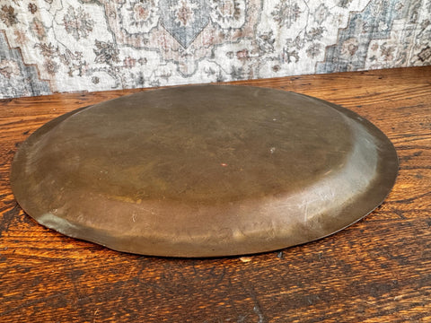 Brass Decorative Tray with Intricate Geometric Star Pattern