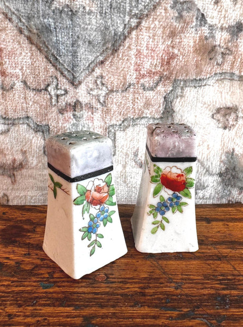 Vintage Ceramic Salt and Pepper Shakers with Floral Design