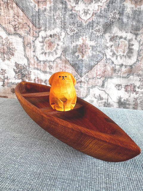 Hand Carved Wooden Model Canoe
