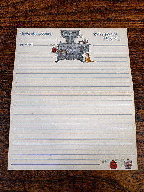 Here's What's Cookin' Stove Vintage Double Recipe Cards