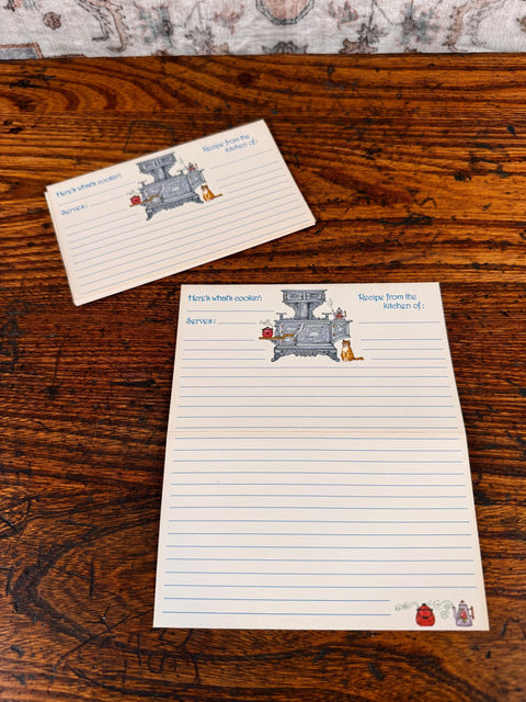 Here's What's Cookin' Stove Vintage Double Recipe Cards