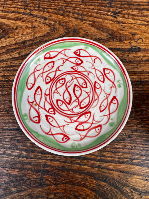 Bat Trang Vietnam Ceramic Cup and Saucer with Fish Pattern