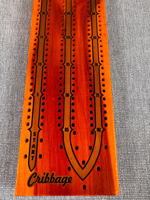 Vintage Wooden Cribbage Board with Mt. Evans, Colorado Marking