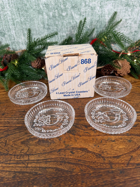 Princess House Lead Crystal Holiday Coasters Set of 4