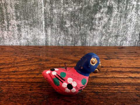 Lot of 4 Hand Painted Mexican Clay Bird and Animal Figurines