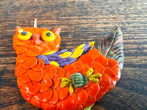 Handmade Ceramic Owl Ornament from Ecuador