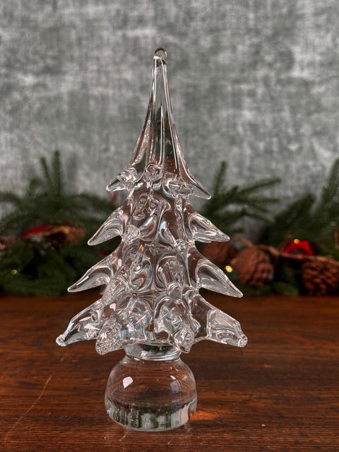 Clear Glass Spiked Christmas Tree Figurine Holiday Decoration