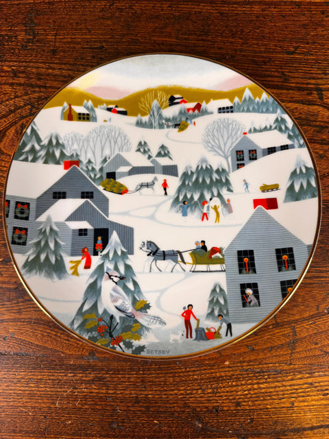 Home for Christmas Decorative Plate 1982 by Betsey Bates