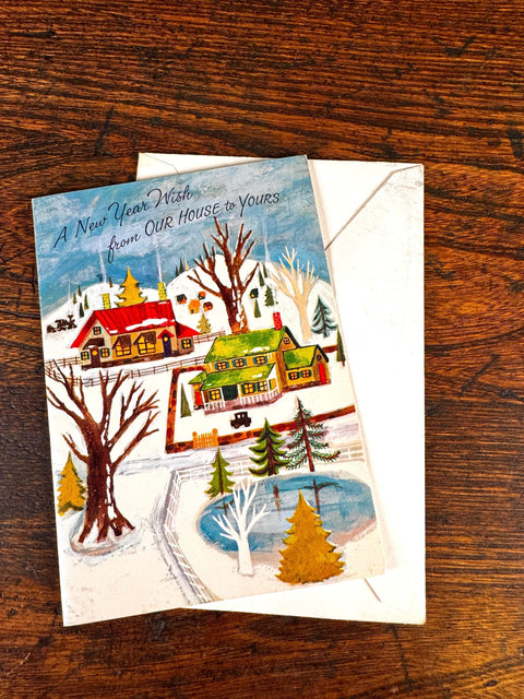 A New Year Wish from Our House to Yours Greeting Cards