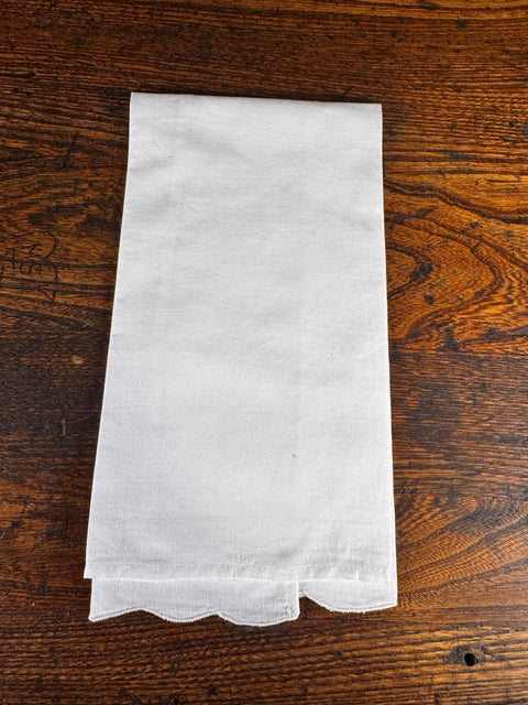 White Embroidered Christmas Napkin with Poinsettia and Holly Design