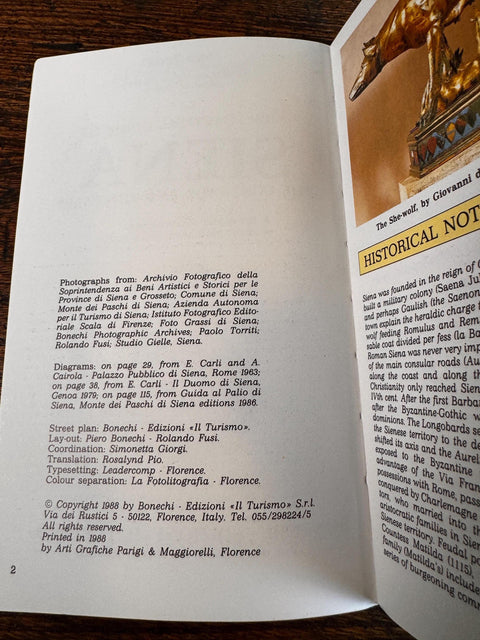 New Practical Guide of Siena The Contrade and The Palio by Piero Torriti | 1988 Paperback