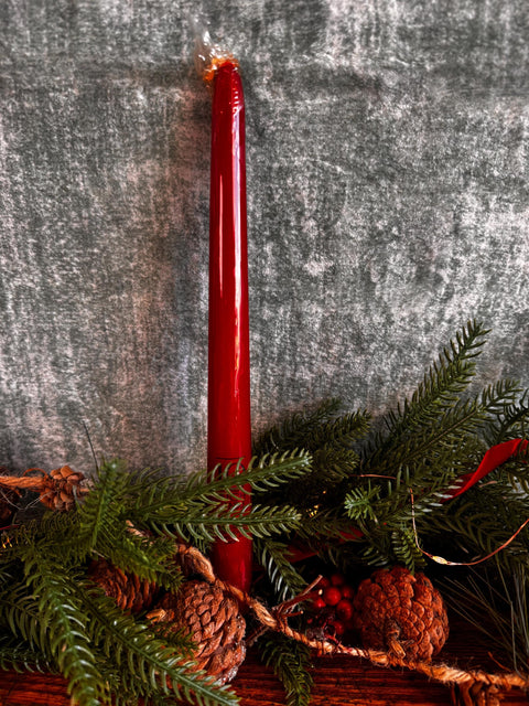 Columbia Cranberry Dinner Taper Candles - Set of 12, 10-Inch