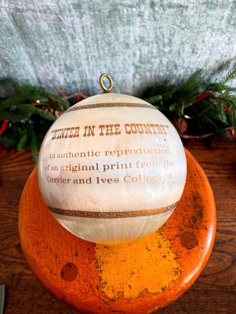 2 Currier and Ives Collection Christmas Ornaments