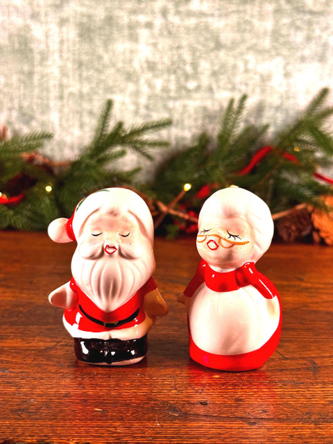 Santa Claus and Mrs. Claus Ceramic Salt and Pepper Shakers