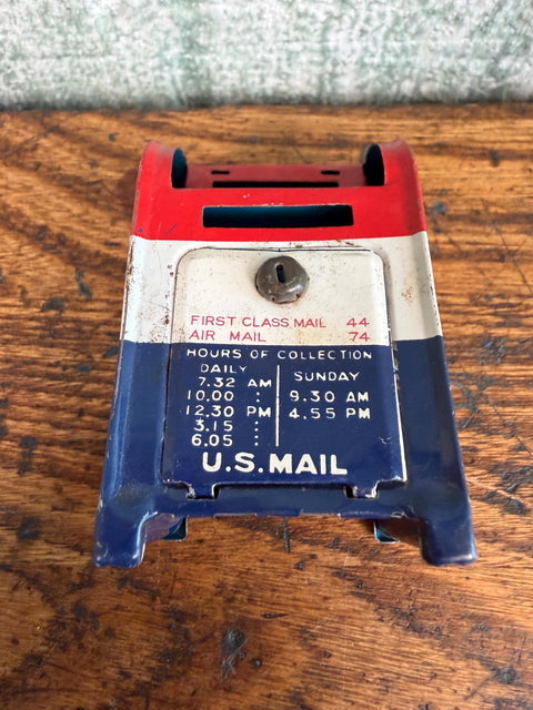 Miniature U.S. Mailbox Tin Bank Made in Japan