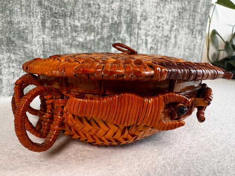 Vintage Woven Crab Basket with Lid
