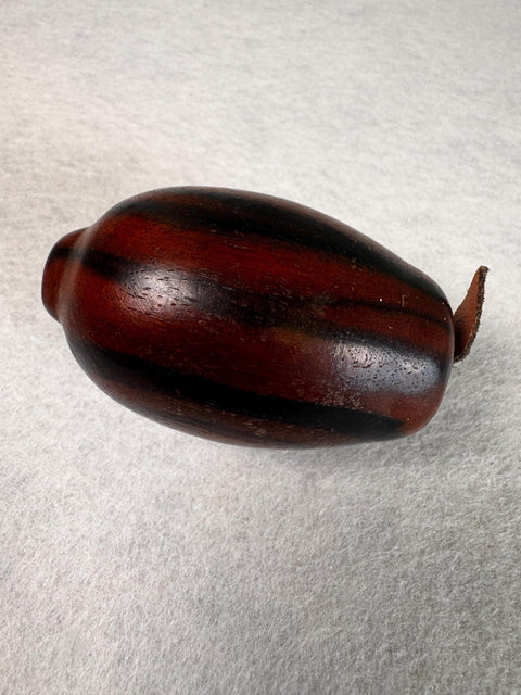 Small Hand-Carved Wooden Lemon with Leaf Accent