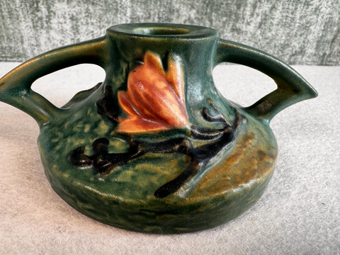 1943 Roseville Pottery Candle Holders with Floral Motif