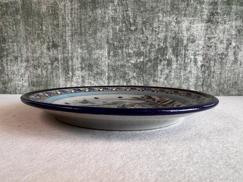 Vintage Ken Edwards Mexico Pottery Plate, Hand Painted Bird Floral Stoneware Wall Plate