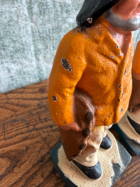Pair of Fisherman Cast Iron Bookends with Vintage Patina