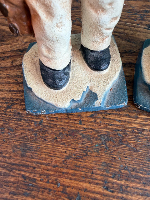 Pair of Fisherman Cast Iron Bookends with Vintage Patina