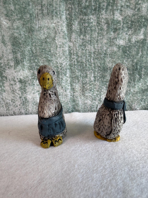 Pair of Vintage Duck Figurines with Blue Scarves from 1986