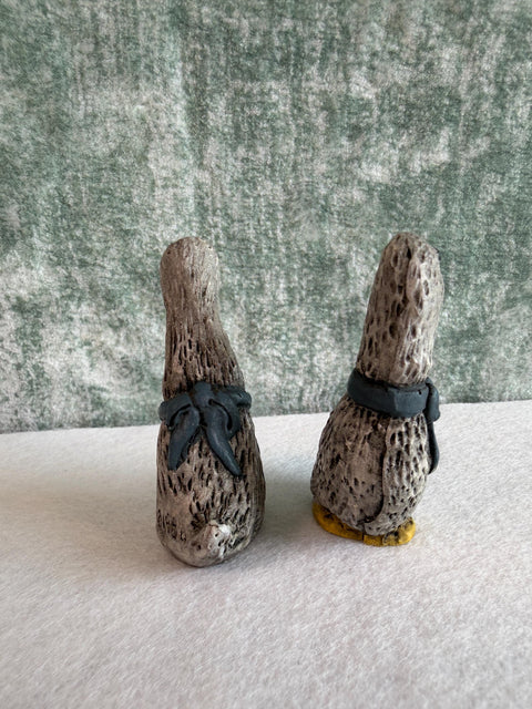 Pair of Vintage Duck Figurines with Blue Scarves from 1986
